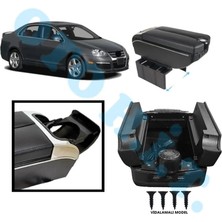 Oto h.i.t. Volkswagen Jetta Mk5 Uyumlu Kol Dayama Kolçak Usb'li Bardaklıklı Çift Açılır Siyah Deri 1.sınıf