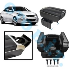 Oto h.i.t. Hyundai Accent Blue Uyumlu Kol Dayama Kolçak Usb'li Bardaklıklı Çift Açılır Siyah Deri 1.sınıf