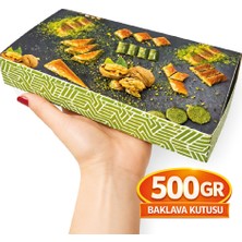 PackMai 200 Adet Baklava Kutusu 500GR Pastane-Tatlıcı-Kuşe Karton Sedefli Kutu 21X12,5X4CM