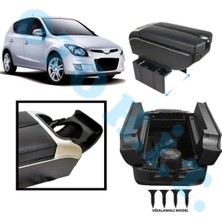 Oto h.i.t. Hyunai I30 Mk1 Uyumlu Kol Dayama Kolçak Usb'li Bardaklıklı Çift Açılır Siyah Deri 1.sınıf Kaliteli