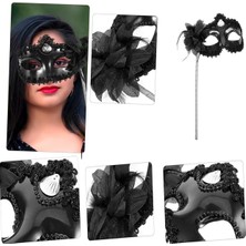 İlkyaz Fashion Siyah Işıltılı Tutmalı Fotoğraf Çekimi Maskesi 18X29 cm
