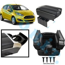 Oto h.i.t. Ford Fiesta 08-12 Uyumlu Kol Dayama Kolçak Usb'li Bardaklıklı Çift Açılır Siyah Deri 1.sınıf Kalite