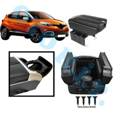 Oto h.i.t. Renault Captur 1 Uyumlu Kol Dayama Kolçak Usb'li Bardaklıklı Çift Açılır Siyah Deri 1.sınıf Kaliteli