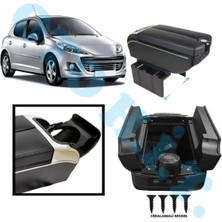 Oto h.i.t. Peugeot 207 Uyumlu Kol Dayama Kolçak Usb'li Bardaklıklı Çift Açılır Siyah Deri 1.sınıf Kaliteli