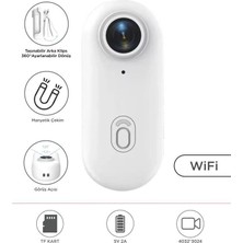 İlkyaz Fashion Aksiyon Kamerası 1080 P Manyetik Giyilebilir Geniş Açılı Klips Tasarımlı Kamera CMR34 Beyaz