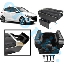 Oto h.i.t. Hyundai I20 20 Üzeri Uyumlu Kol Dayama Kolçak Usb'li Bardaklıklı Çift Açılır Siyah Deri 1.sınıf