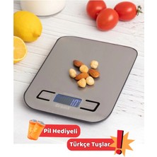 ByKurt Hassas Mutfak Terazisi 5 Kg - 1 Gr Hassasiyet - Paslanmaz Çelik - LED Ekran - Pil Hediyeli