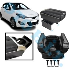 Oto h.i.t. Hyundai I20 2012 Uyumlu Kol Dayama Kolçak Usb'li Bardaklıklı Çift Açılır Siyah Deri 1.sınıf Kaliteli