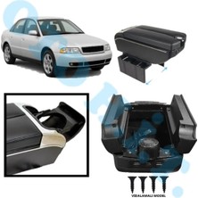 Oto h.i.t. Audi A4 B5 Uyumlu Kol Dayama Kolçak Usb'li Bardaklıklı Çift Açılır Siyah Deri 1.sınıf Kaliteli