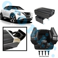 Oto h.i.t. Nissan Juke Mk2 Üzeri Uyumlu Kol Dayama Kolçak Usb'li Bardaklıklı Çift Açılır Siyah Deri 1.sınıf