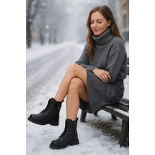 ich1one Iselleth Kadın Bağcıklı Fermuarlı Postal Günlük Bot 001204 Cilt ICH-001204