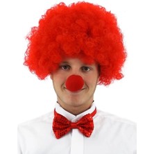 Eco Lounge Kırmızı Renk Kıvırcık Afro Palyaço Seti