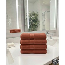 Mions Velur %100 Pamuk Doğal El & Yüz & Baş Havlusu 4 Adet - Kiremit