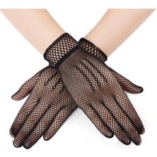 Eco Lounge Siyah Renk Likralı File Eldiven Parmaklı Örgü Eldiven Yetişkin Boy