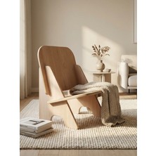 Wooden Studio Düz Sırtlıklı Modern Ahşap Sandalye Kayın Ahşap Tasarım Dekoratif Ev Salon & Ofis Sandalyesi, Genç & Çocuk Ders Çalışma Sandalyesi