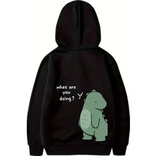 Bi Baksana Sevgililer Günü Özel Unisex Kapüşonlu Baskılı Oversize Sweatshirt - Siyah