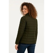 Infivento Mikro Su Itici Kapitone Baskılı Astarlı Fermuarlı Bomber Mont - Haki