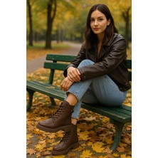 ich1one Ysalaema Kadın Bağcıklı Fermuarlı Günlük Postal Bot 001202 Cilt ICH-001202
