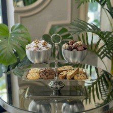 Lüks Terazi Tasarım 2 Katlı Sunumluk Gold-Gümüş Metal Sunum Standı Kuruyemiş,lokum,çikolata,tatlı Gümüş