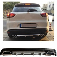 Oto h.i.t. Renault Clio 4 Statıon Uyumlu Body Kit Difüzör 2 Çıkış Kare Gri Model 3
