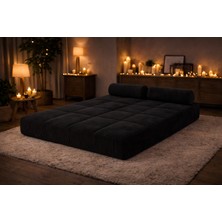 Puffiber Katlanabilir Ev Lüxs Sinema Yatağı 90X200 cm Fitilli Kadife Kumaş Çift Kişilik Yer Minderi Tv Sinema Koltuğu