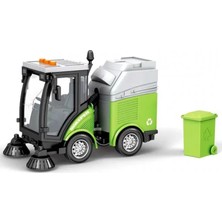 1:16 Sweeper Sesli ve Işıklı Temizlik Aracı - Çöp Arabası Pilli (Yeşil)