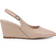 Gönderi(r) Kadın Bej  Dolgu Topuklu Arkası Açık Ayakkabı