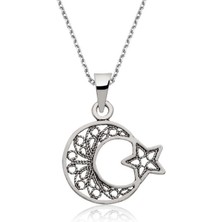 Noip 925 Ayar Gümüş Ay Yıldız Kadın Gümüş Kolye PT2610683 (1204)