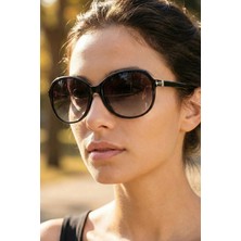 UV400 Korumalı Siyah Parlak Polarize Kadın Güneş Gözlüğü 1323 C0101 TR90 Malzeme Italyan Vernik