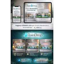 Castu Raindrop Yağmur Efektli Aroma Difüzör LED Işıklı Ortam Nemlendirici Aromaterapi Dekoratif