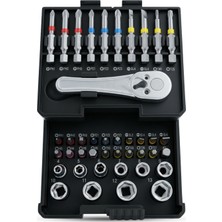 Badem10 41 Parça S2 Çelik Tornavida Bits ve Lokma Seti Mini Cırcır Kol Adaptörlü