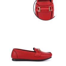 Gönderi(r) Kadın Kırmızı  Düz Taban Tokalı Babet