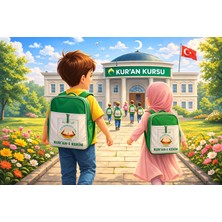 Bilgi Kitabevi Çocuklar Için Kur’an-I Kerim 30 Cüz Hatim Seti Renkli Kuran Kerim Seti Özel Sırt Çantalı Mavi Renk