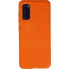 AyrStore Samsung Galaxy S20 Kılıf Nano Içi Kadife Silikon - Turuncu