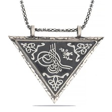 Noip 925 Ayar Gümüş Üçgen Içi Açılabilen Tuğra Muskalık Gümüş Kolye T6014 (1204)