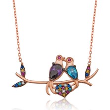 Noip 925 Ayar Gümüş Aşık Kumru Kuşlar Kadın Gümüş Kolye PT2610862 (1204)