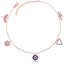 Noip 925 Ayar Gümüş Rose Şans Halhal (1204)