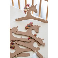 Hamur Bebek Elbise Askısı 6'lı Bebek Çocuk Kıyafet Askısı Nature Mdf Ahşap Unicorn