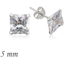 Noip 925 Ayar Gümüş Kare Tek Taş Zirkon Küpe  5 mm EA1160232 (1204)