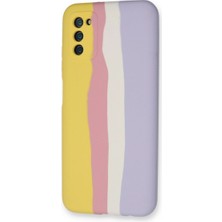 Epilons Galaxy A03S Kılıf Ebruli Lansman Silikon - Sarı-Mavi