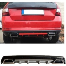 Oto h.i.t. Skoda Scala Uyumlu Body Kit Difüzör 2 Çıkış Kare Gri Model 3