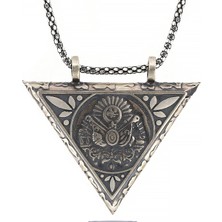 Noip 925 Ayar Gümüş Üçgen Içi Açılabilen Osmanlı Arma Muskalık Gümüş Kolye T6013 (1204)