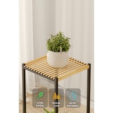 Bino 2 Katlı Ahşap Saksılık Bahçe Balkon Çiçeklik Organizer 70 cm Çiçeklik