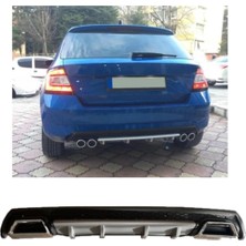 Oto h.i.t. Skoda Fabia Uyumlu Body Kit Difüzör 2 Çıkış Kare Gri Model 3
