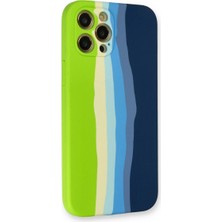 Epilons Iphone 12 Kılıf Ebruli Lansman Silikon - Yeşil-Koyu Yeşil