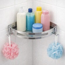 Fause Banyo Köşe Rafı 304 Paslanmaz Çelik Şampuanlık Yapışkanlı veya Vida Dubelli Montaj 23x23 cm KBK100
