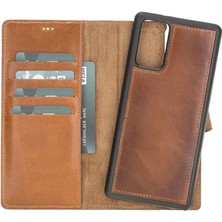 Eco Lounge Samsung Galaxy Note 20 Uyumlu Deri Cüzdanlı Kılıf RST2EF Taba