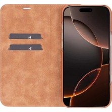 Eco Lounge Apple iPhone 16 Pro Max Uyumlu, Hakiki Deri, El Yapımı, Cüzdanlı Kılıf, Gölgeli Taba