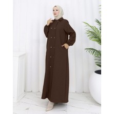 Glr & Gym Gülistan Kadın Büyük Beden Düğmeli Tam Boy Örme Kaptone Mont