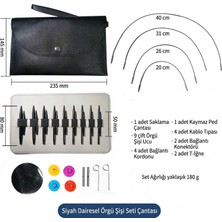 Siyah Yuvarlak Örgü Şiş Seti 9 Çift – Çantalı Değiştirilebilir Misinalı Şiş Seti